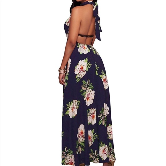 ZESICA HALTER NECK FLORAL HIGH LOW MAXI MED/8 NEW - Picture 3 of 4